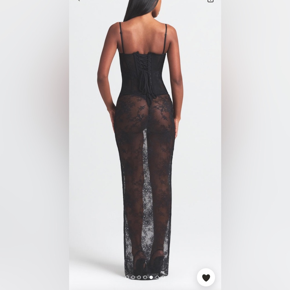 SKIMS ULTRA FINE LACE STRAPLESS CORSET LONG DRESS | ONYX NEW WITH TAGS - Picture 4 of 5